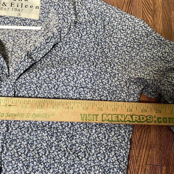 Frank & Eileen Barry Blue White Ditzy Floral Button Down‎ Collared Shirt Small - Picture 3 of 6